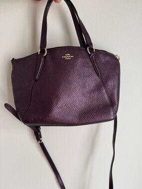 COACH Pebbled Leather Crossbody Satchel in Plum